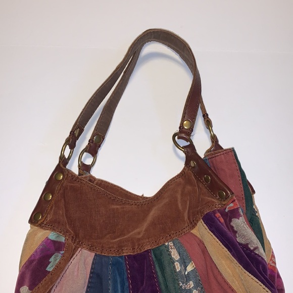 Lucky Brand Multicoloured Boho Leather and Textile Patchwork Hobo Purse - Picture 4 of 8
